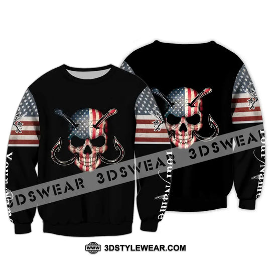 Unisex Shirt - Custom Name America Skull Fishing Shirt style option 4