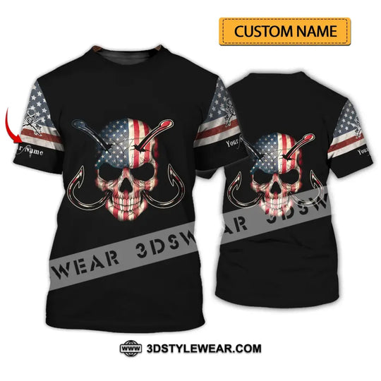 Unisex Shirt - Custom Name America Skull Fishing Shirt style option 1