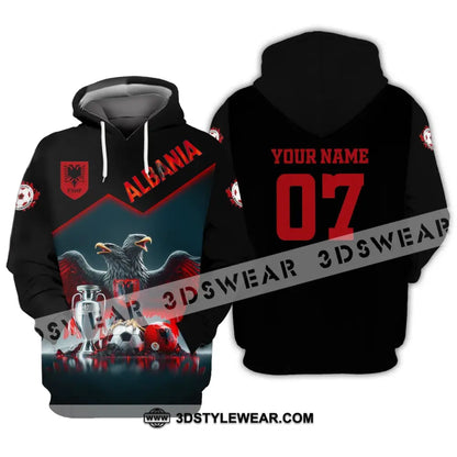 Unisex Shirt Custom Name and Number Albania Football Polo Shirt Euro 2024 Albania Football Hoodie Long Sleeve Shirt