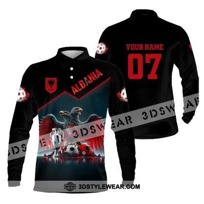 Unisex Shirt Custom Name and Number Albania Football Polo Shirt Euro 2024 Albania Football Hoodie Long Sleeve Shirt