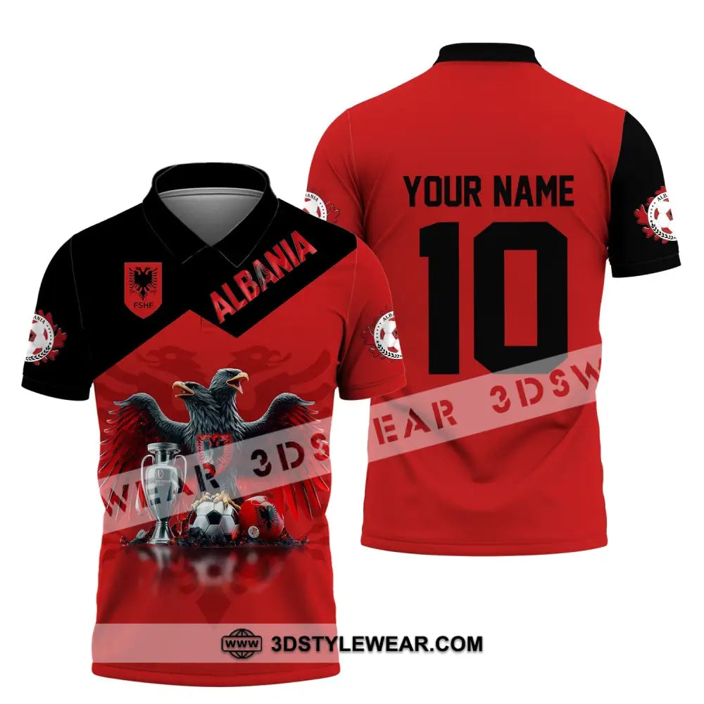 Unisex Shirt Custom Name and Number Albania Football Polo Shirt Euro 2024 Albania Football Hoodie Long Sleeve Shirt