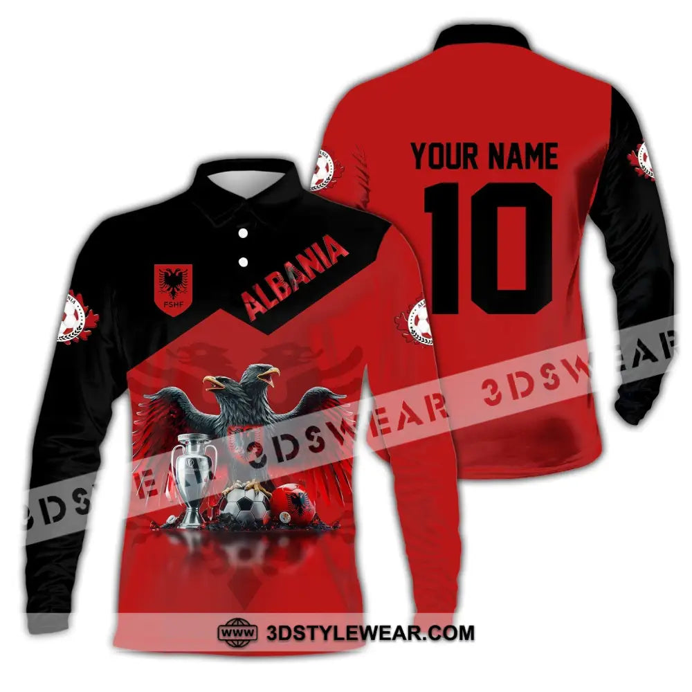 Unisex Shirt Custom Name and Number Albania Football Polo Shirt Euro 2024 Albania Football Hoodie Long Sleeve Shirt