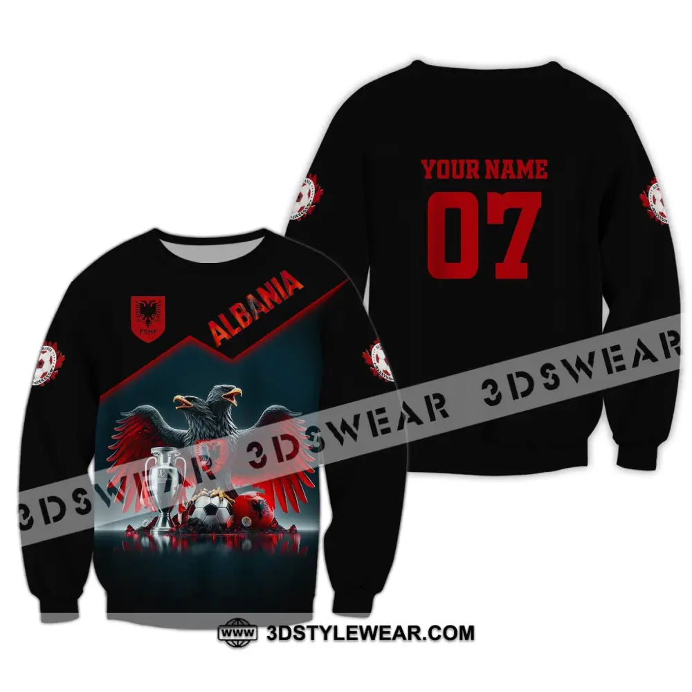 Unisex Shirt Custom Name and Number Albania Football Polo Shirt Euro 2024 Albania Football Hoodie Long Sleeve Shirt