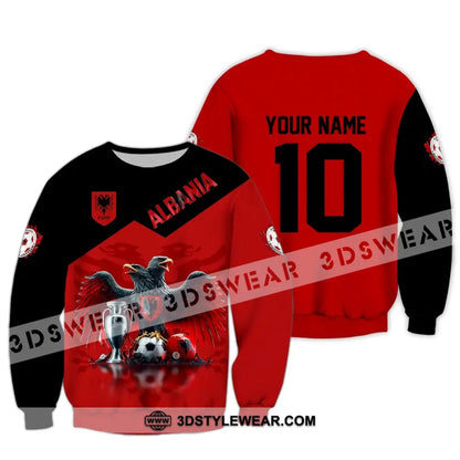 Unisex Shirt Custom Name and Number Albania Football Polo Shirt Euro 2024 Albania Football Hoodie Long Sleeve Shirt