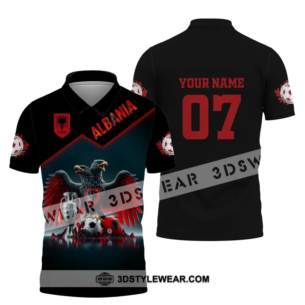 Unisex Shirt Custom Name and Number Albania Football Polo Shirt Euro 2024 Albania Football Hoodie Long Sleeve Shirt