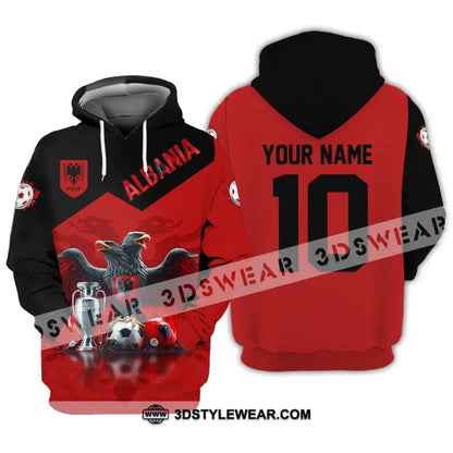 Unisex Shirt Custom Name and Number Albania Football Polo Shirt Euro 2024 Albania Football Hoodie Long Sleeve Shirt