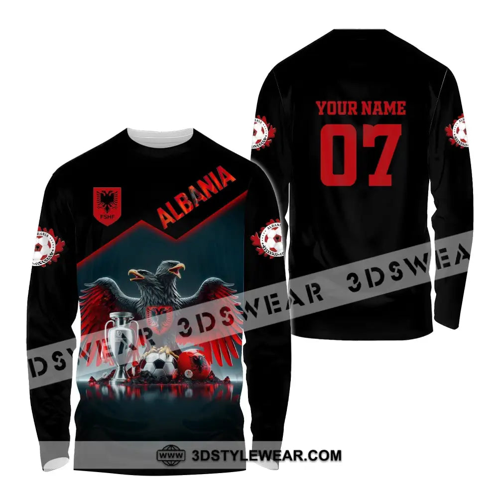 Unisex Shirt Custom Name and Number Albania Football Polo Shirt Euro 2024 Albania Football Hoodie Long Sleeve Shirt