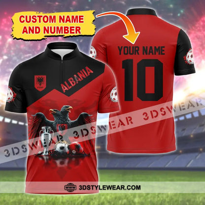 Unisex Shirt Custom Name and Number Albania Football Polo Shirt Euro 2024 Albania Football Hoodie Long Sleeve Shirt