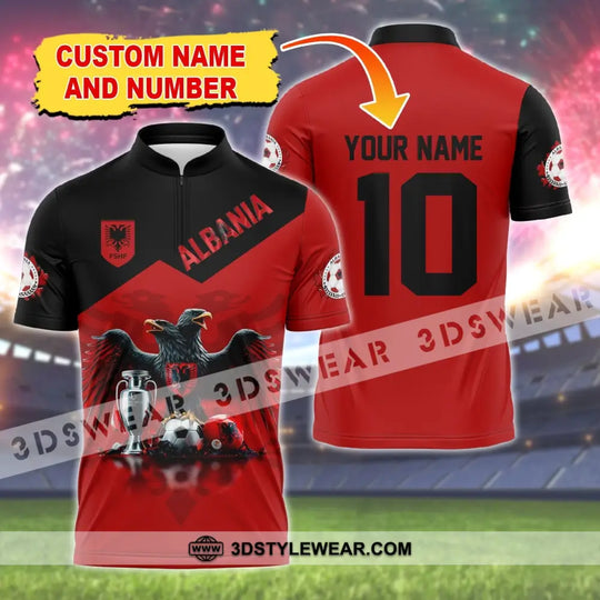 Unisex Shirt, Custom Name and Number Albania Football Polo Shirt, Albania Football Hoodie Long Sleeve Shirt style option 1