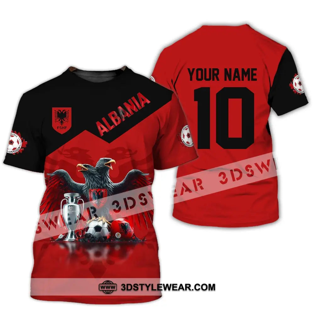 Unisex Shirt Custom Name and Number Albania Football Polo Shirt Euro 2024 Albania Football Hoodie Long Sleeve Shirt