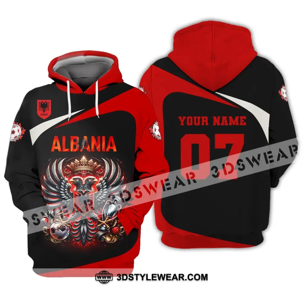 Unisex Shirt Custom Name and Number Albania Football Shirt Euro 2024 Shirt Albania Football Polo Long Sleeve Shirt