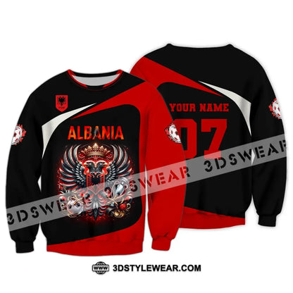 Unisex Shirt Custom Name and Number Albania Football Shirt Euro 2024 Shirt Albania Football Polo Long Sleeve Shirt