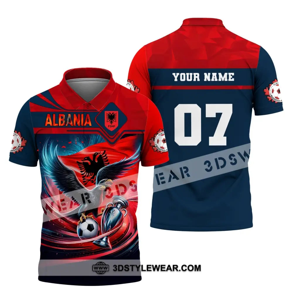 Unisex Shirt Custom Name and Number Albania Football Shirt Euro 2024 Shirt Albania Football Polo Long Sleeve Shirt
