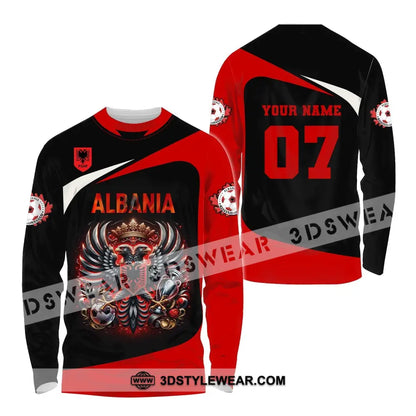 Unisex Shirt Custom Name and Number Albania Football Shirt Euro 2024 Shirt Albania Football Polo Long Sleeve Shirt