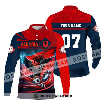 Unisex Shirt Custom Name and Number Albania Football Shirt Euro 2024 Shirt Albania Football Polo Long Sleeve Shirt