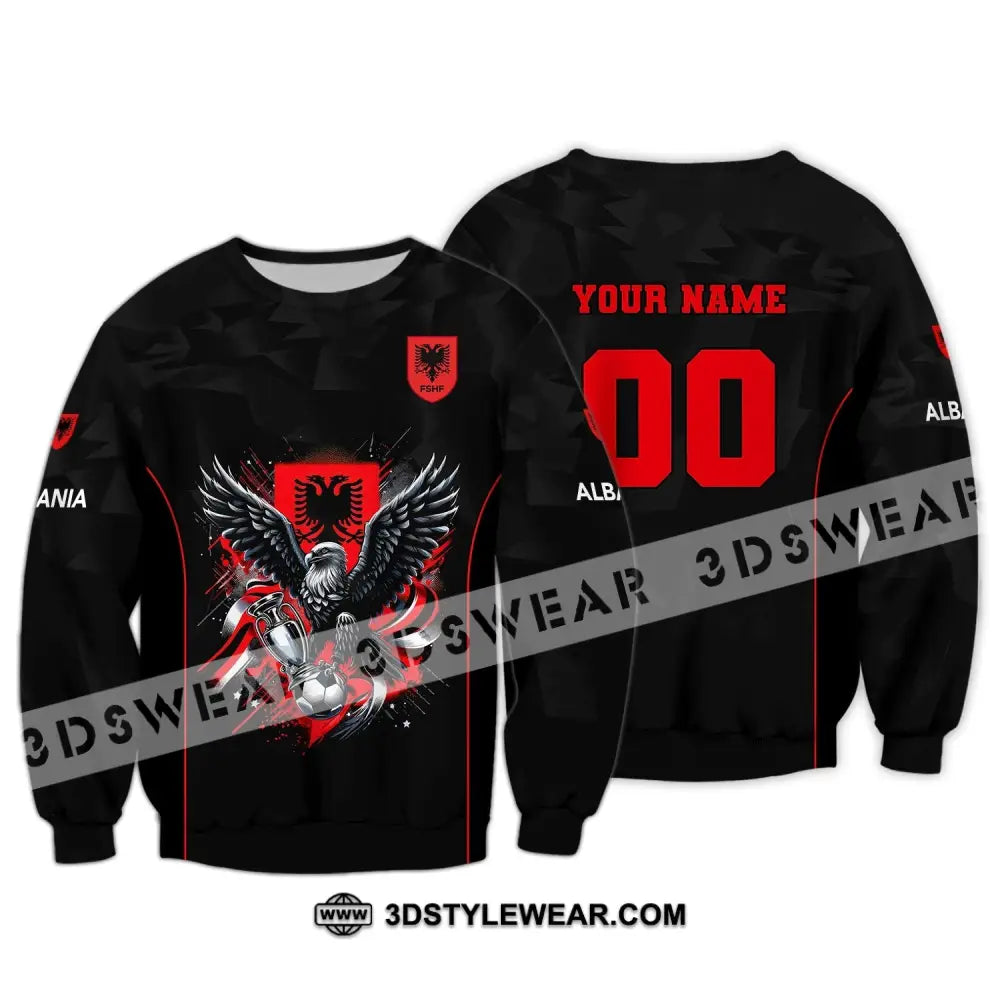 Unisex Shirt Euro 2024 Shirt Custom Name and Number Albania Football Shirt Albania Football Polo Long Sleeve Shirt