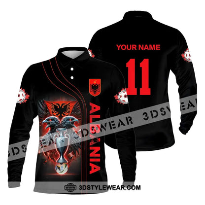 Unisex Shirt Euro 2024 Shirt Custom Name and Number Albania Football Shirt Albania Football Polo Long Sleeve Shirt