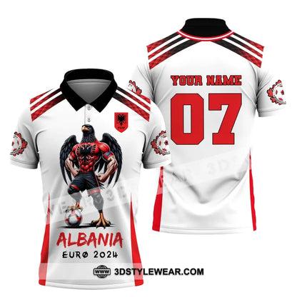 Unisex Shirt Euro 2024 Shirt Custom Name and Number Albania Football Shirt Albania Football Polo Long Sleeve Shirt