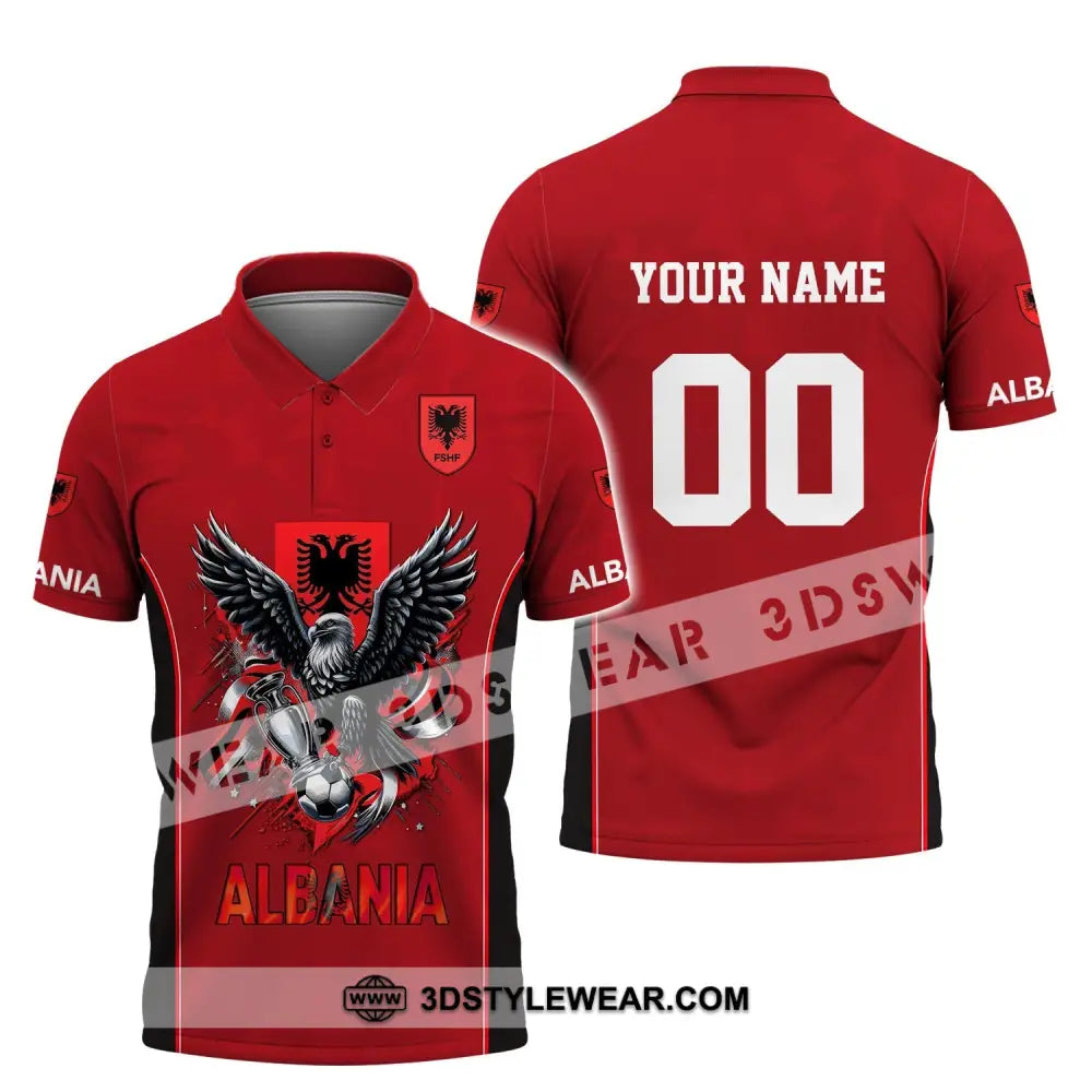 Unisex Shirt Euro 2024 Shirt Custom Name and Number Albania Football Shirt Albania Football Polo Long Sleeve Shirt