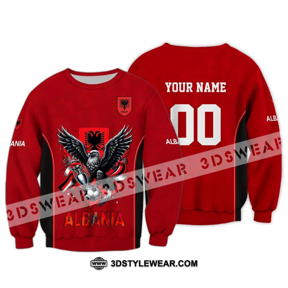 Unisex Shirt Euro 2024 Shirt Custom Name and Number Albania Football Shirt Albania Football Polo Long Sleeve Shirt