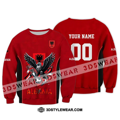 Unisex Shirt Euro 2024 Shirt Custom Name and Number Albania Football Shirt Albania Football Polo Long Sleeve Shirt