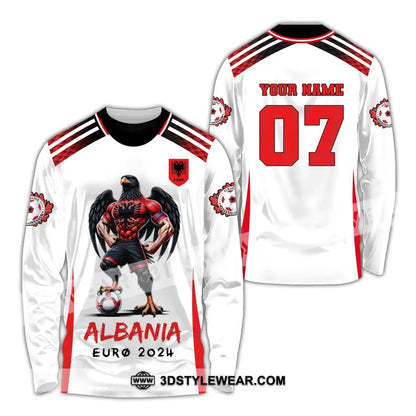 Unisex Shirt Euro 2024 Shirt Custom Name and Number Albania Football Shirt Albania Football Polo Long Sleeve Shirt