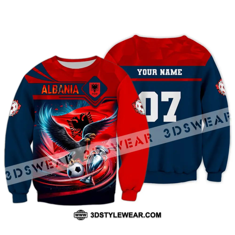 Unisex Shirt Custom Name and Number Albania Football Shirt Euro 2024 Shirt Albania Football Polo Long Sleeve Shirt