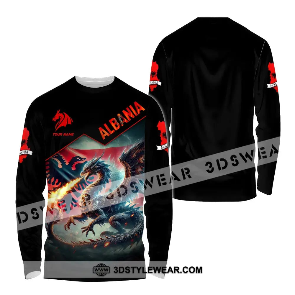 Unisex Shirt Custom Name and Number Albania Football Shirt Euro 2024 Shirt Albania Football Polo Long Sleeve Shirt