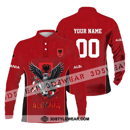 Unisex Shirt Euro 2024 Shirt Custom Name and Number Albania Football Shirt Albania Football Polo Long Sleeve Shirt