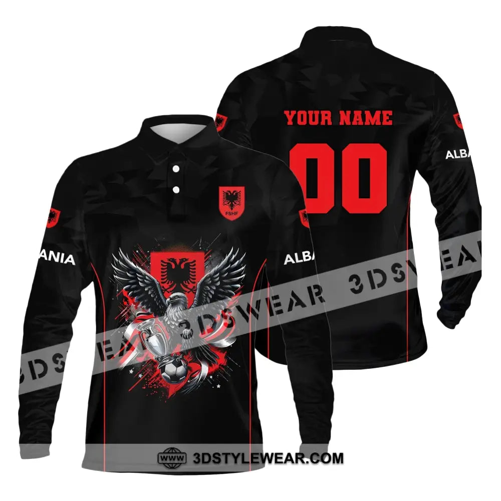 Unisex Shirt Euro 2024 Shirt Custom Name and Number Albania Football Shirt Albania Football Polo Long Sleeve Shirt