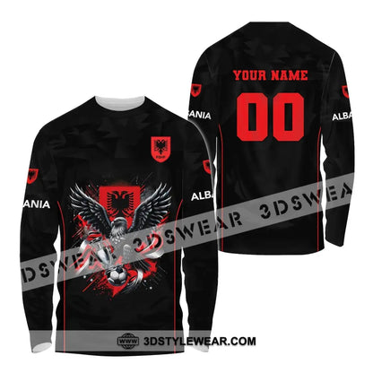 Unisex Shirt Euro 2024 Shirt Custom Name and Number Albania Football Shirt Albania Football Polo Long Sleeve Shirt