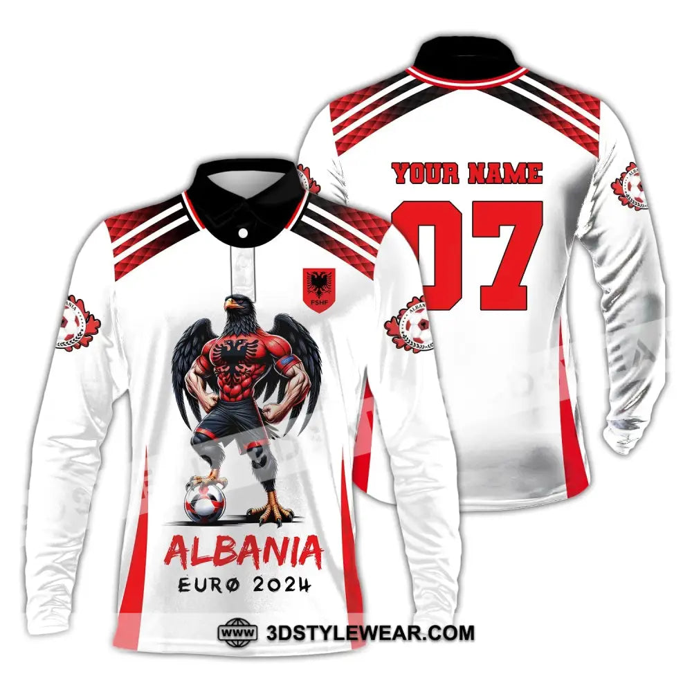 Unisex Shirt Euro 2024 Shirt Custom Name and Number Albania Football Shirt Albania Football Polo Long Sleeve Shirt