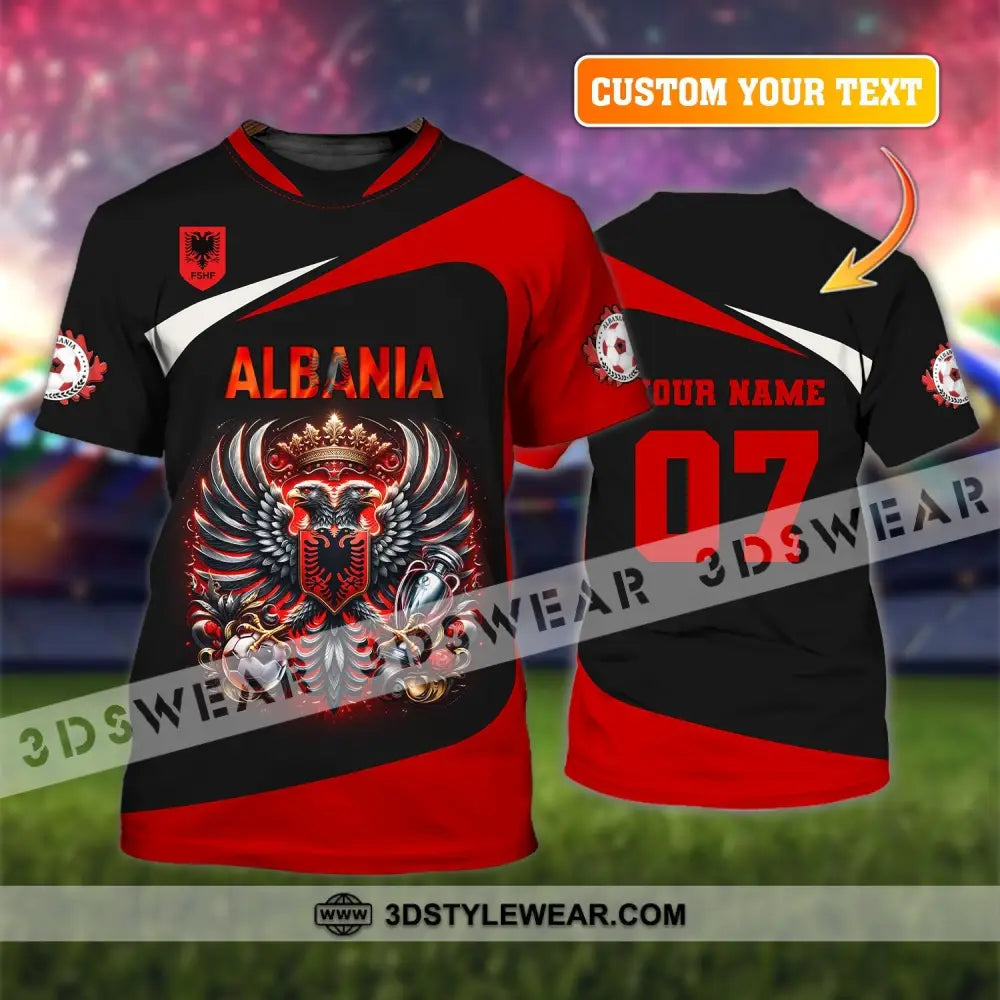 Unisex Shirt Custom Name and Number Albania Football Shirt Euro 2024 Shirt Albania Football Polo Long Sleeve Shirt