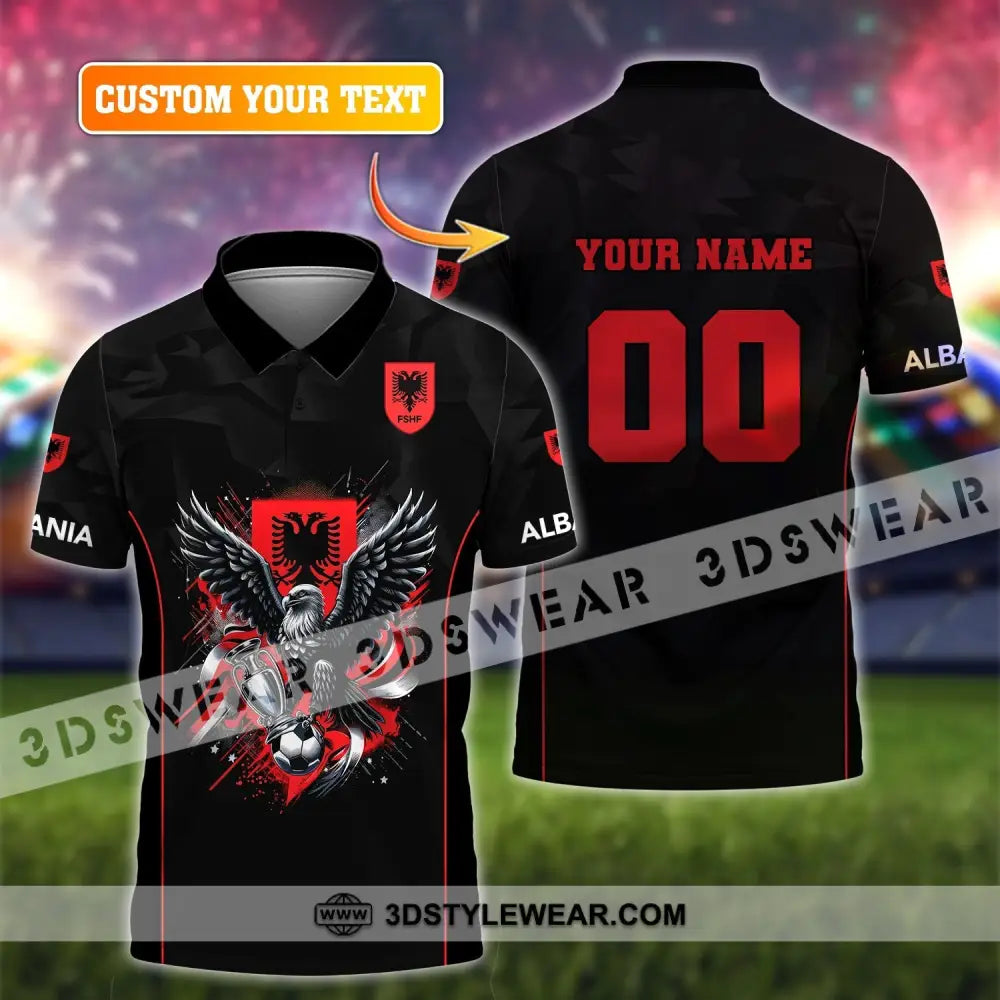 Unisex Shirt Euro 2024 Shirt Custom Name and Number Albania Football Shirt Albania Football Polo Long Sleeve Shirt