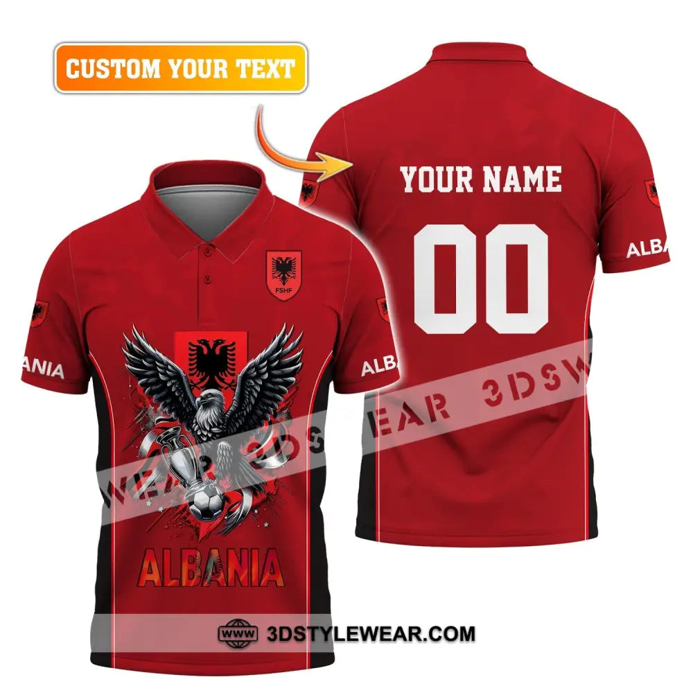 Unisex Shirt Euro 2024 Shirt Custom Name and Number Albania Football Shirt Albania Football Polo Long Sleeve Shirt