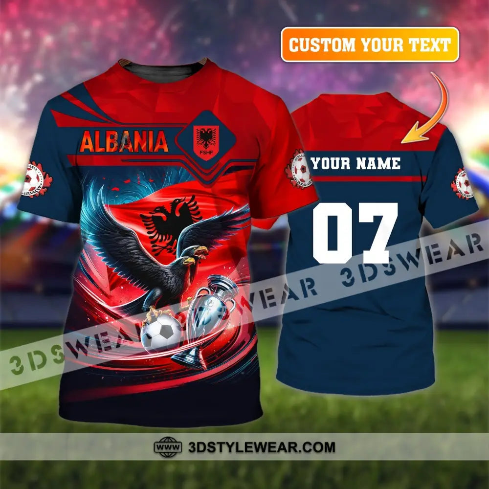 Unisex Shirt Custom Name and Number Albania Football Shirt Euro 2024 Shirt Albania Football Polo Long Sleeve Shirt