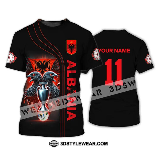 Unisex Shirt,Custom Name and Number Albania Football Shirt, Albania Football Polo Long Sleeve Shirt style option 3