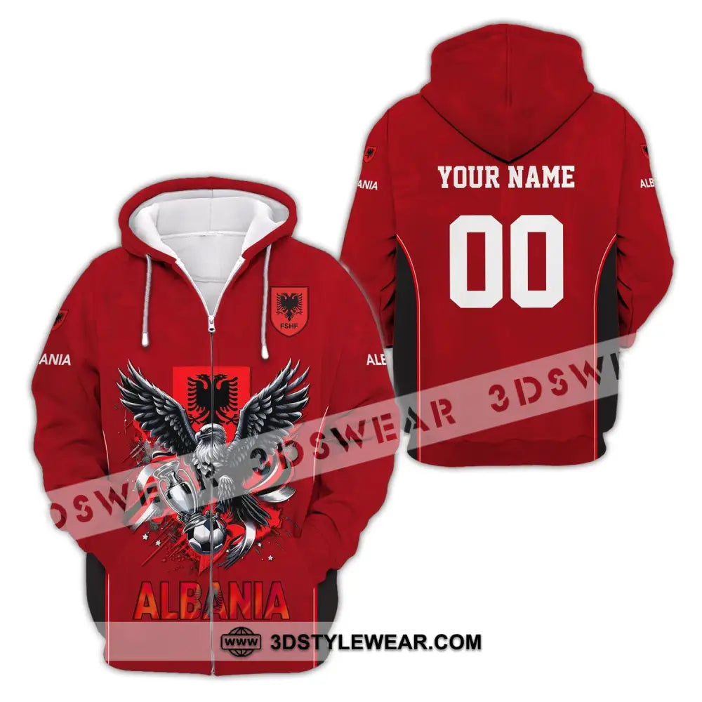 Unisex Shirt Euro 2024 Shirt Custom Name and Number Albania Football Shirt Albania Football Polo Long Sleeve Shirt