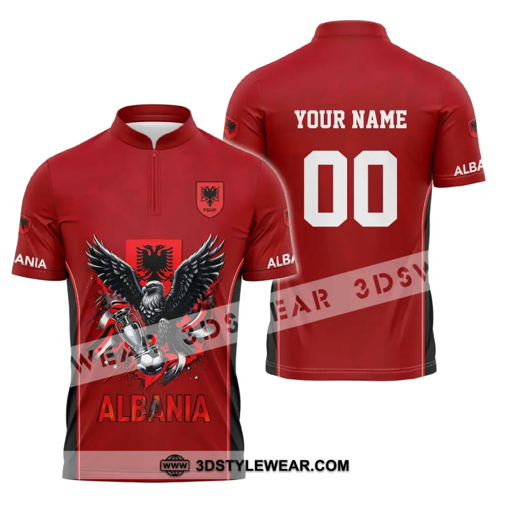 Unisex Shirt Euro 2024 Shirt Custom Name and Number Albania Football Shirt Albania Football Polo Long Sleeve Shirt