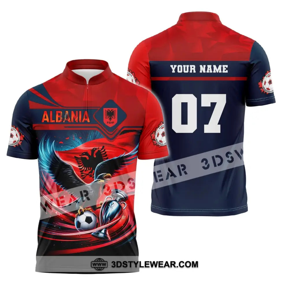 Unisex Shirt Custom Name and Number Albania Football Shirt Euro 2024 Shirt Albania Football Polo Long Sleeve Shirt