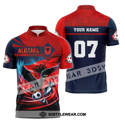 Unisex Shirt Custom Name and Number Albania Football Shirt Euro 2024 Shirt Albania Football Polo Long Sleeve Shirt
