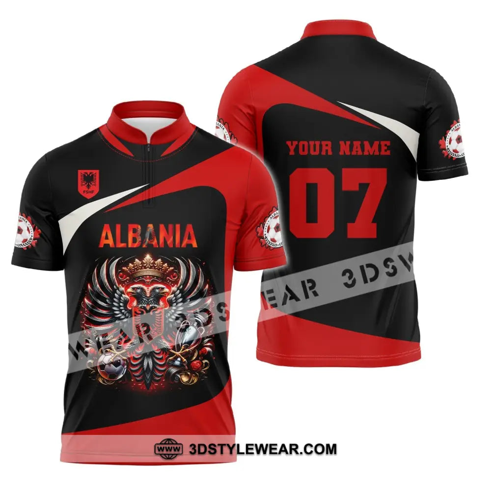 Unisex Shirt Custom Name and Number Albania Football Shirt Euro 2024 Shirt Albania Football Polo Long Sleeve Shirt
