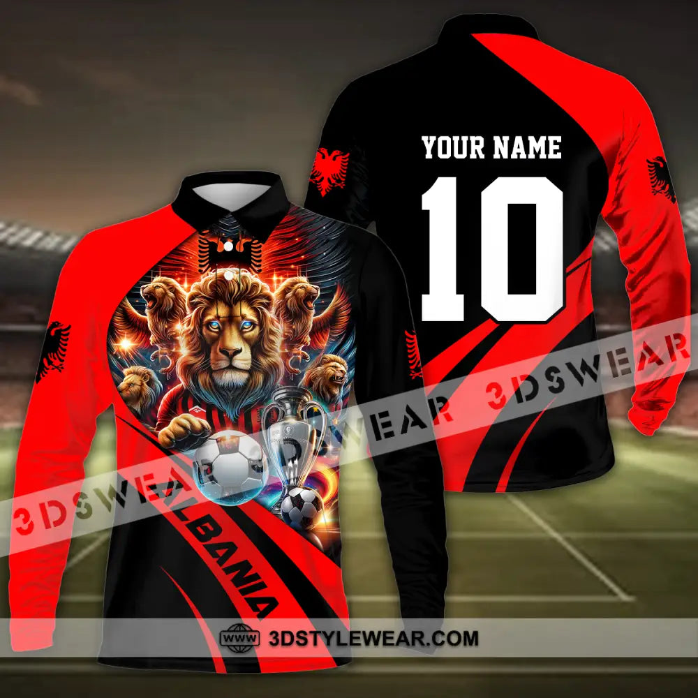 Unisex Shirt - Custom Name And Number Albania Euro 2024 Shirt National Team - Long Sleeve Polo / S - T-shirt