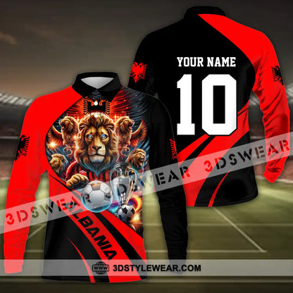 Unisex Shirt - Custom Name And Number Albania Euro 2024 Shirt National Team - Long Sleeve Polo / S - T-shirt