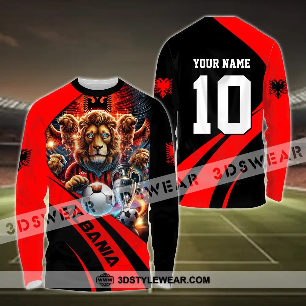 Unisex Shirt - Custom Name And Number Albania Euro 2024 Shirt National Team - Long Sleeve Shirt / S - T-shirt