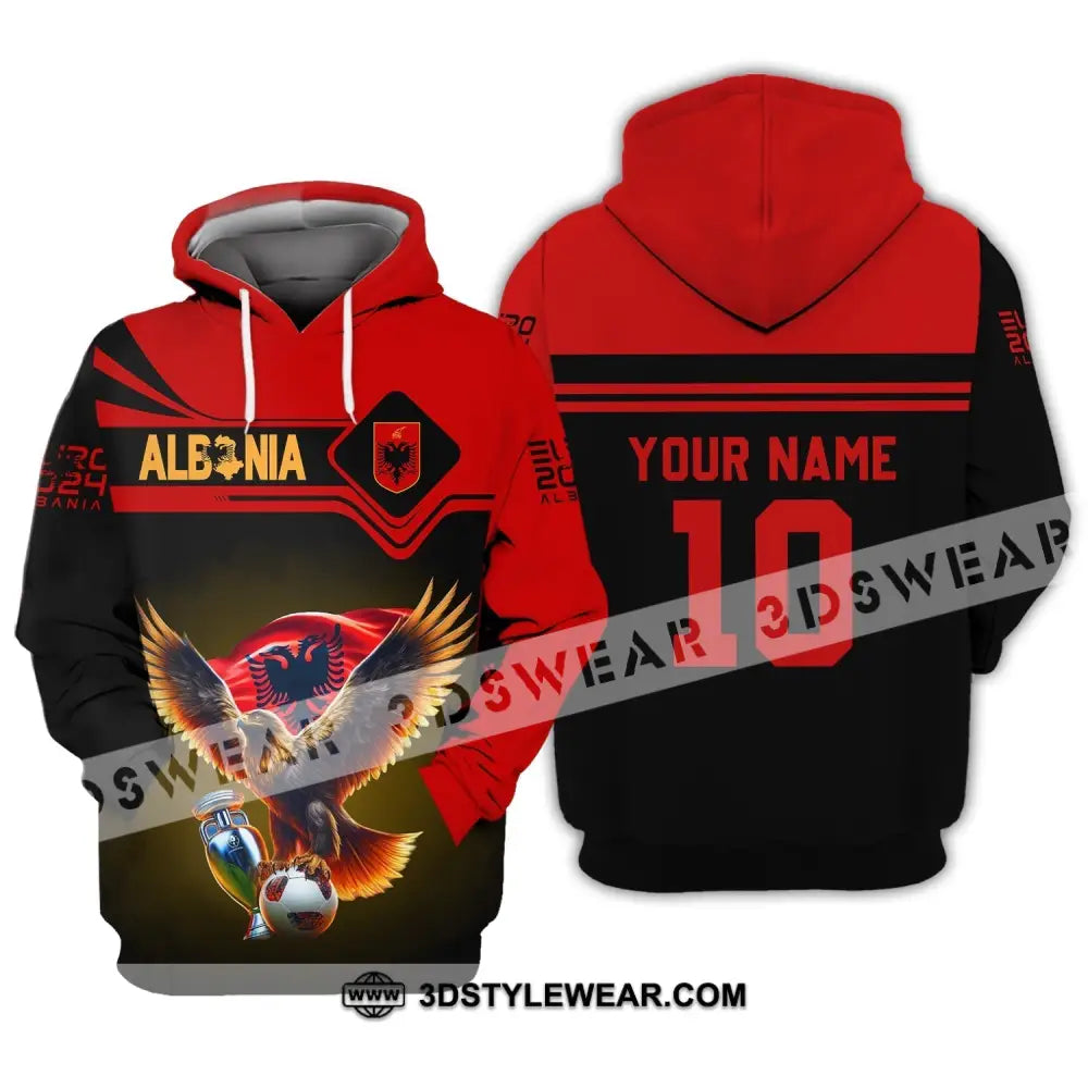 Unisex Shirt - Custom Name And Number Shirt Albania National Team Euro 2024 Red Shirt - Hoodie / S - T-shirt