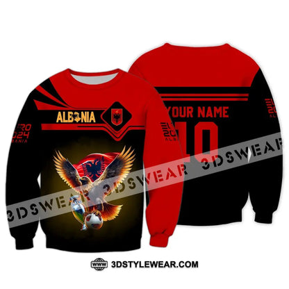 Unisex Shirt - Custom Name And Number Shirt Albania National Team Euro 2024 Red Shirt - Long Sleeve / S - T-shirt