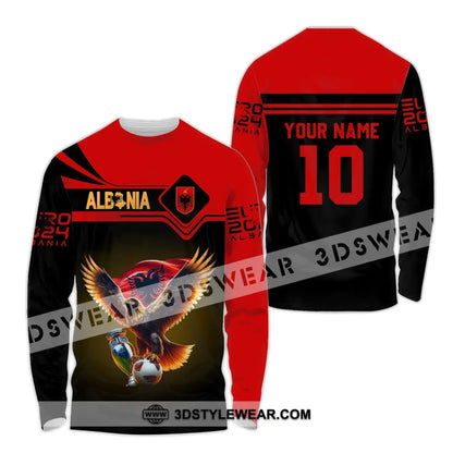 Unisex Shirt - Custom Name And Number Shirt Albania National Team Euro 2024 Red Shirt - Long Sleeve Shirt / S - T-shirt