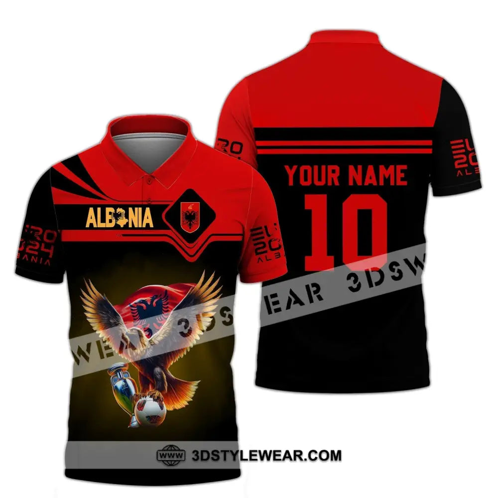 Unisex Shirt - Custom Name And Number Shirt Albania National Team Euro 2024 Red Shirt - Polo Shirt / S - T-shirt