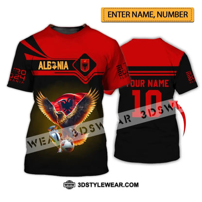 Unisex Shirt - Custom Name And Number Shirt Albania National Team Euro 2024 Red Shirt - T-shirt